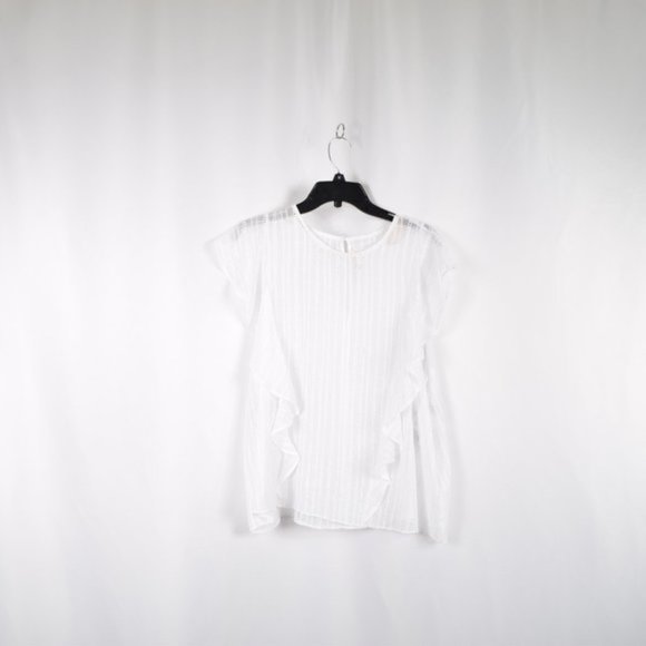 Rachel Roy Gemma Cotton Ruffled Top, White - Picture 3 of 4